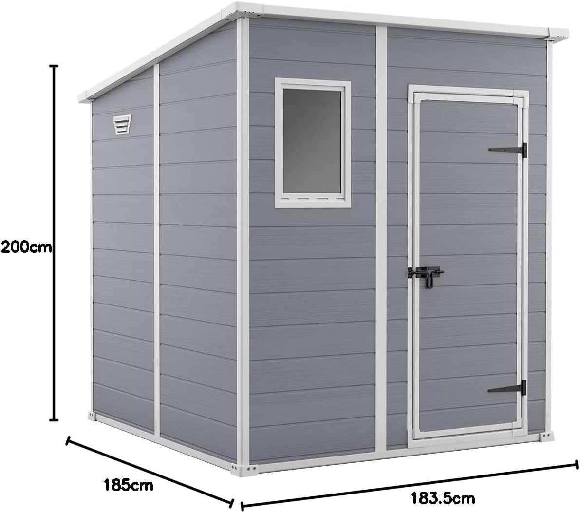 Keter Manor Pent Garden Storage Shed 6 x 6 feet - Grey, 200.6 cm*183.5 cm*183.0 cm