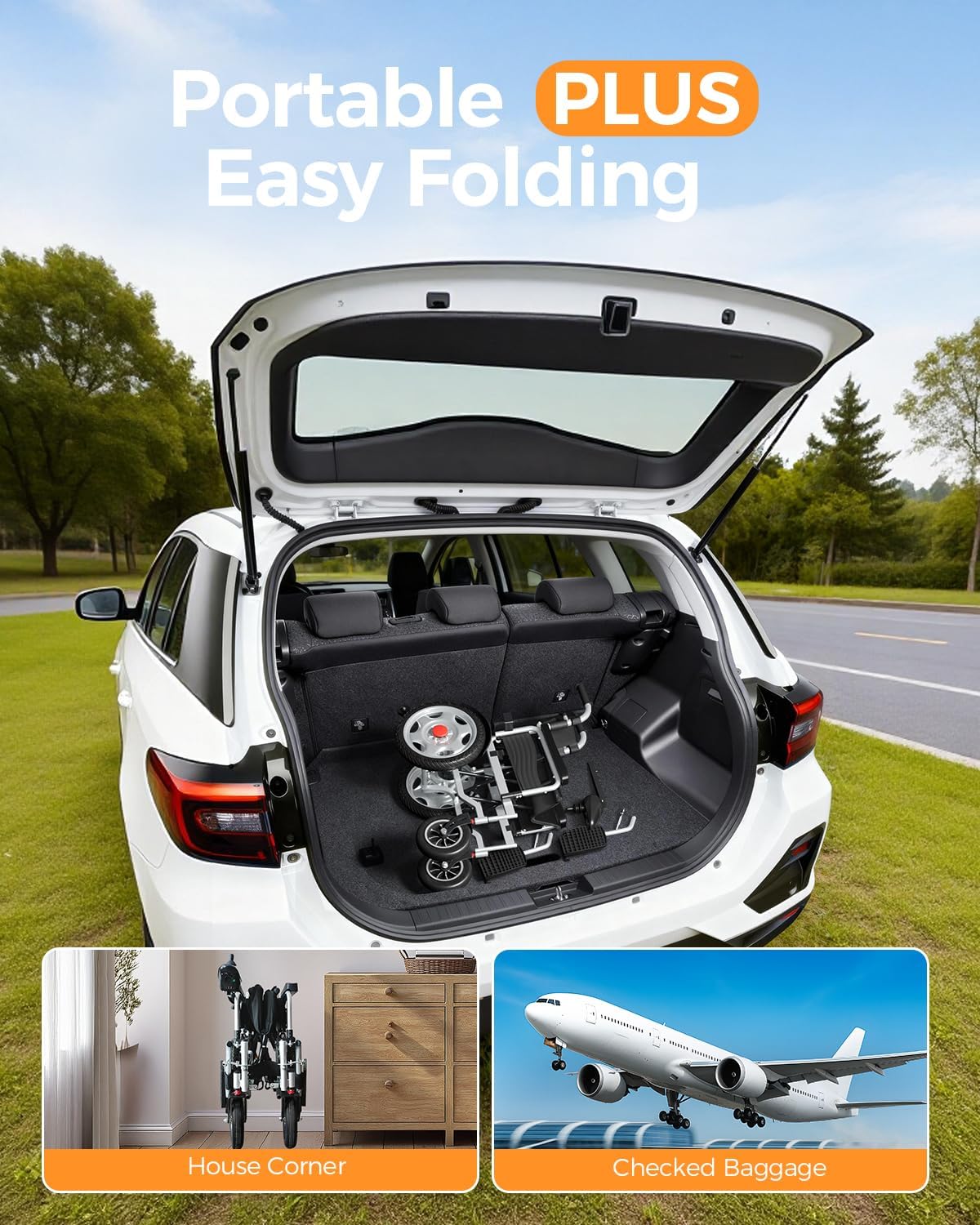 Electric Wheelchairs for Adults, 25+ Miles Long Travel Range, Foldable Motorized Wheelchair, Portable All-TerrainMotorized Wheelchair for The Elderly