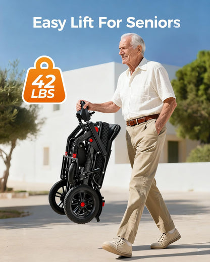 HomyKing 42LB Lightweight Electric Wheelchair for Adults, 250W Power 15Ah Battery, 15.5 Miles Range, Folding Mobility Scooter, Fold up Wheelchairs with Seat, Foldable Scooters for Seniors
