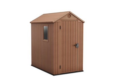 Keter Darwin Outdoor Apex Double Door Garden Storage Shed 6 x 8ft Grey Evotech+ Wood Look and Feel | Fade Free | All Weather Resistant | Safe and Secure | Zero Maintenance | 15 year Warranty