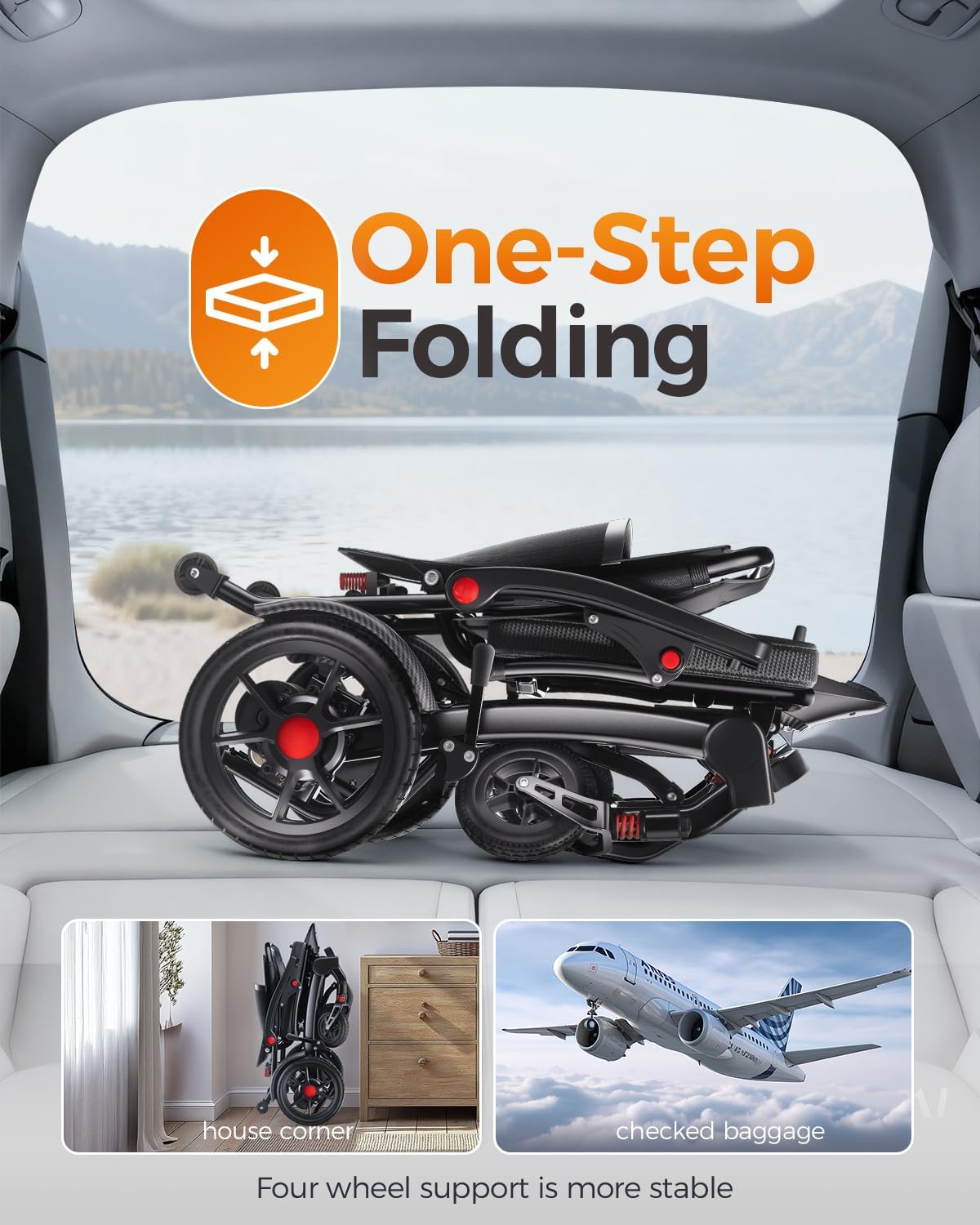 39LB Ultra Lightweight 25 Miles Electric Wheelchairs for Adults, Foldable Motorized Wheelchair for Seniors, Long Travel Range Mobility Scooter, All Terrain Compact Portable Power Wheelchair