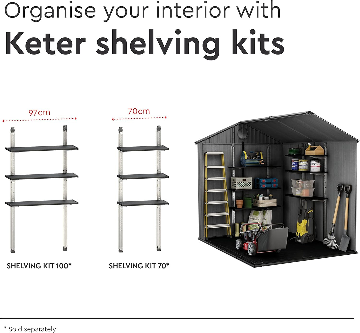 Keter Darwin Outdoor Apex Double Door Garden Storage Shed 6 x 8ft Grey Evotech+ Wood Look and Feel | Fade Free | All Weather Resistant | Safe and Secure | Zero Maintenance | 15 year Warranty