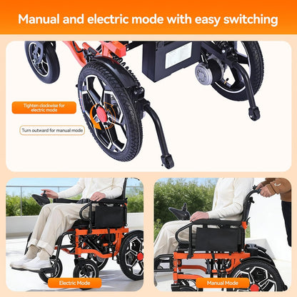 D09 Electric Wheelchair for Adults, Folding Electric Wheelchair with Wide Seat, All-Terrain Tires, 500W Motor, 20Ah Battery, 30km Range, 150kg Capacity – Ideal for Travel & Daily Use