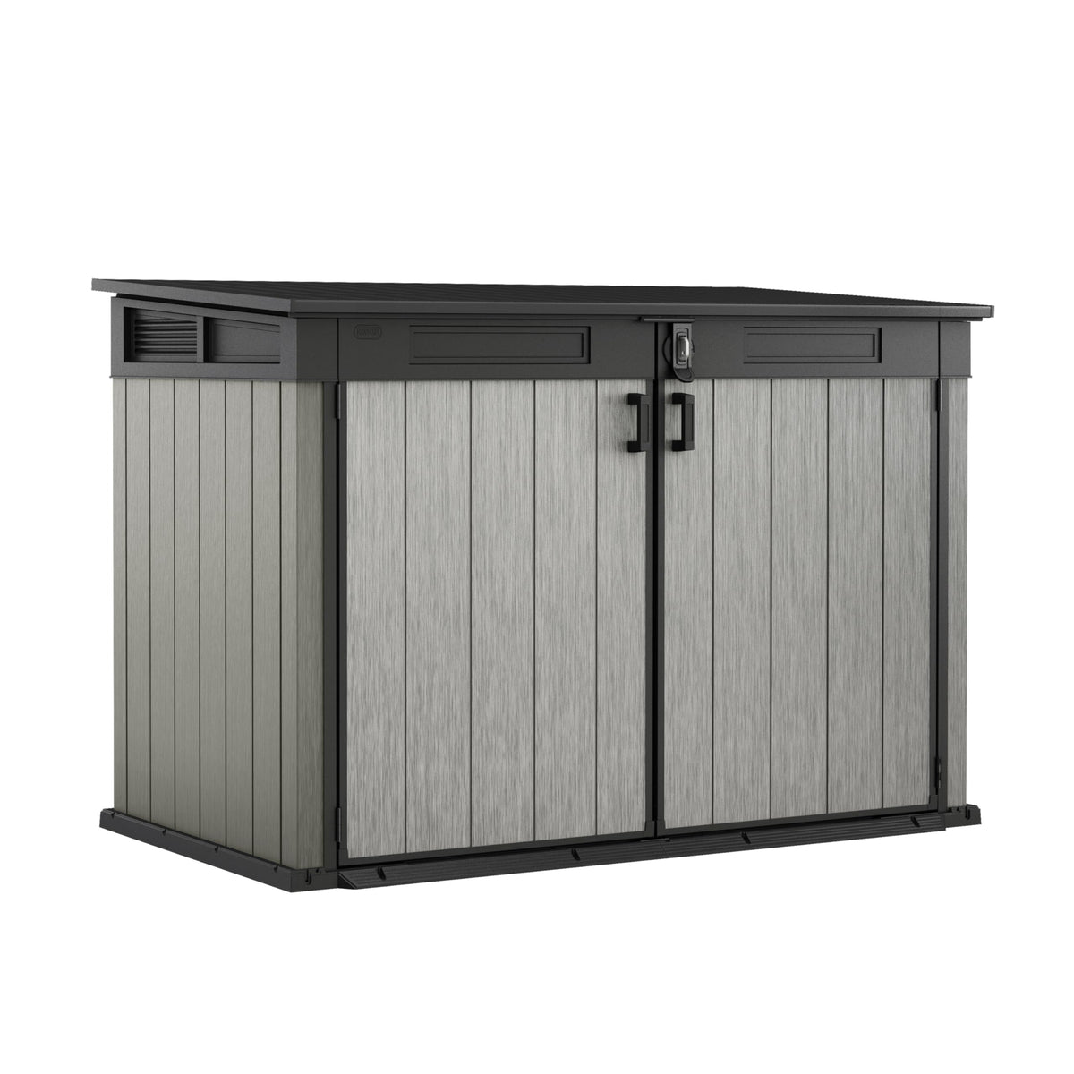 Keter Signature Horizontal Shed – 2020L Premium Outdoor Storage - Rosewood | Weather‑Resistant Wood‑Effect Resin | Fits Bikes, Wheelie Bins & Garden Equipment | Lockable & Easy‑Access Design