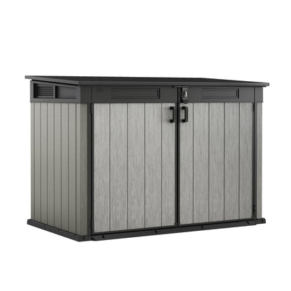 Keter Signature Horizontal Shed – 2020L Premium Outdoor Storage - Rosewood | Weather‑Resistant Wood‑Effect Resin | Fits Bikes, Wheelie Bins & Garden Equipment | Lockable & Easy‑Access Design