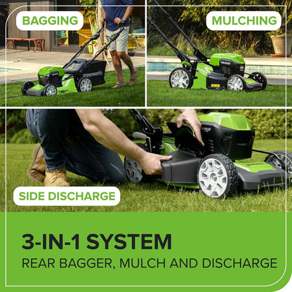 48V Cordless Self-Propelled Lawn Mower with 46cm Cutting Width, 55L Grass Bag, 2 x 4Ah Batteries