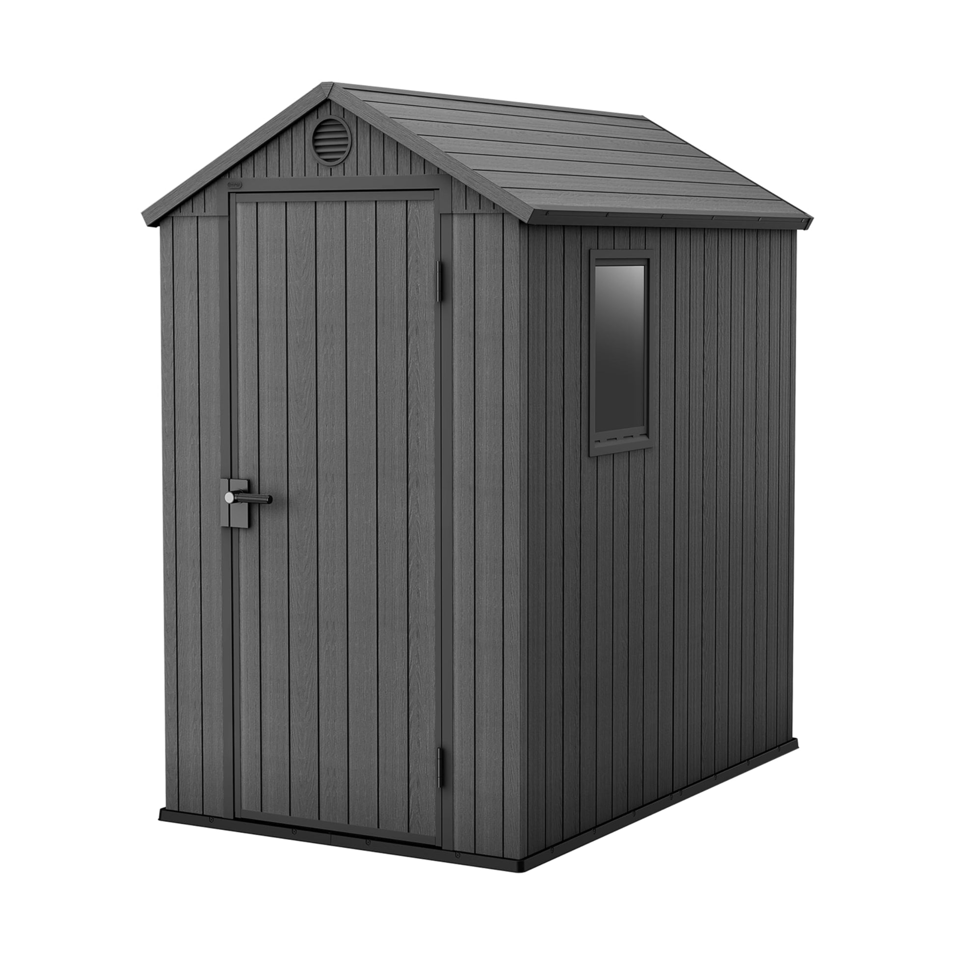 Keter Darwin Outdoor Apex Double Door Garden Storage Shed 6 x 8ft Grey Evotech+ Wood Look and Feel | Fade Free | All Weather Resistant | Safe and Secure | Zero Maintenance | 15 year Warranty