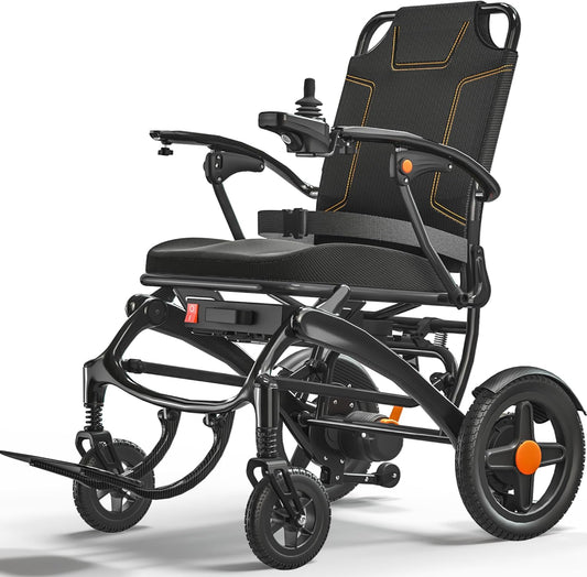 Foldable Electric Wheelchair for Adults, 500W High Power Electric Wheelchair, 350LBS Capacity & Ultimate Safety Design, All-Terrain Pneumatic Tires (Ultra-Light Carbon Fiber + Aluminum)