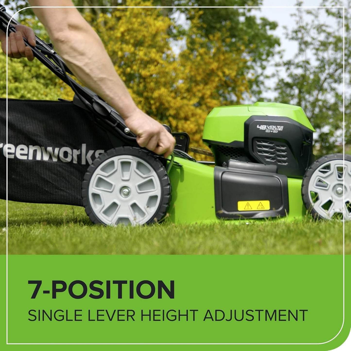 48V Cordless Self-Propelled Lawn Mower with 46cm Cutting Width, 55L Grass Bag, 2 x 4Ah Batteries