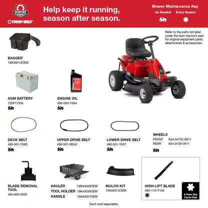 30-Inch Gas Rear Engine Riding Lawn Mower with 10.5 HP Engine, 6-Speed Manual Drive
